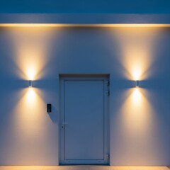 Illuminating Entrance Modern Exterior Wall Lights Create Warm Ambiance Beside Closed Door