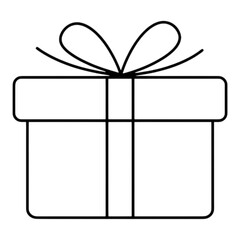 Black and white Christmas gift box illustration, simple festive present for holiday season