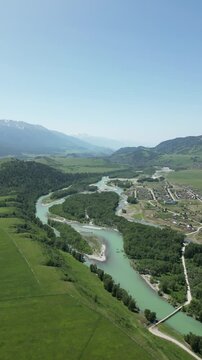 Beautiful nature of Eastern Kazakhstan. The Uryl River in Katon.