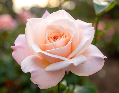 Delicate pale pink rose in full bloom - Powered by Adobe