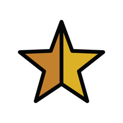 Golden Star Icon Graphic Design Element With Black Outline On Transparent Background Isolated