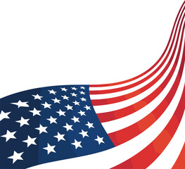 Abstract Flowing American Flag Vector Graphic – Dynamic USA Banner with Stars and Stripes Motion for Patriotic Background