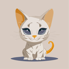 Sitting cat with orange ears and tail