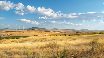 A photo of wind turbines generating clean energy.