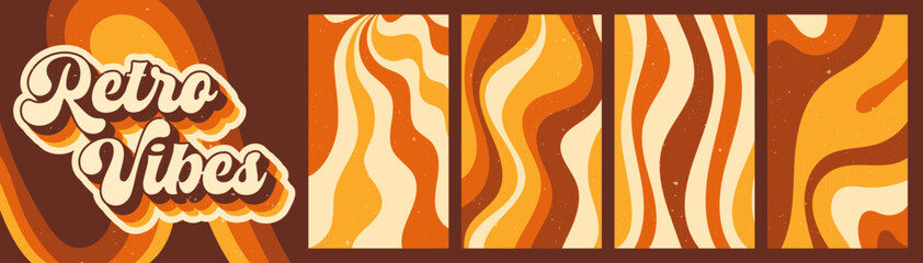 Four zebra Y2K posters in warm boho colors. Large preview with feeling groovy text.