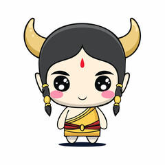 Cute Hindu deity character with transparent background
