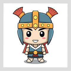 Roman warrior child character with transparent background