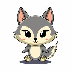 Chibi wolf character with transparent background