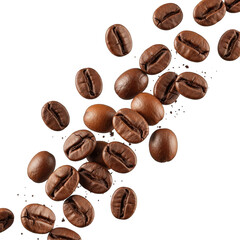 Roasted Coffee Beans Isolated on Transparent Background. Aromatic Espresso Ingredient for Morning Drink, Coffee Break Design Element. Caffeine Source Food Still Life