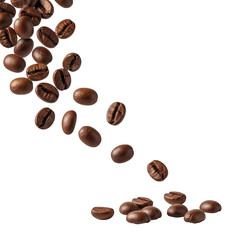 Naklejka premium Roasted Coffee Beans Pile Isolated on Transparent Background Aromatic Morning Drink Ingredient Coffee Time Espresso Brewing