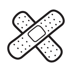 Cute Doodle Bandage Outline with Rounded Edges Line Art Design. 