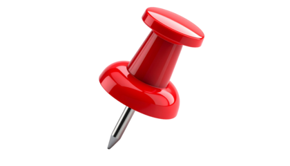 Red glossy pushpin on black background