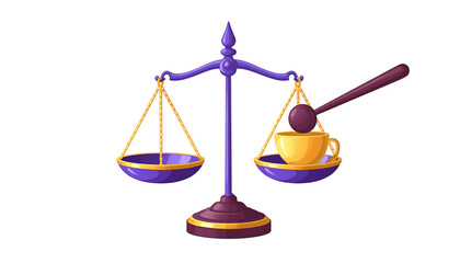Balance scale with teacup and spoon