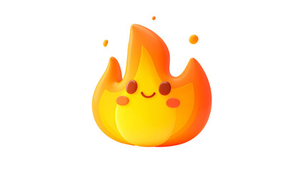 Smiling cartoon flame on black BG