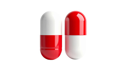 Two capsule pills white and red