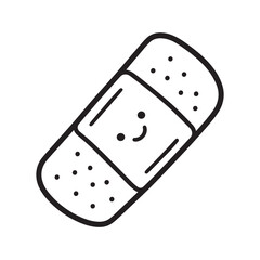 Cute Doodle Bandage Outline with Rounded Edges Line Art Design. 