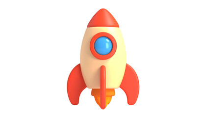 Cartoonish rocketship, isolated on black
