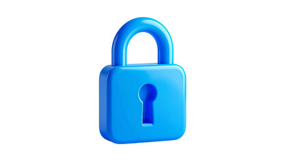 Blue, 3D, simple, closed padlock