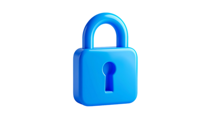 Blue, 3D, simple, closed padlock