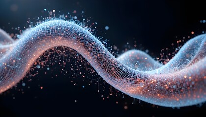 Abstract Wave of Musical Sounds Representing Smooth Motion and Information Flow in Futuristic 3D Rendering