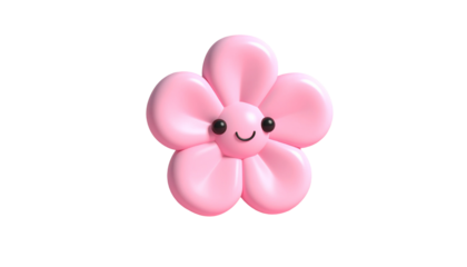 Pink, cartoonish flower on black