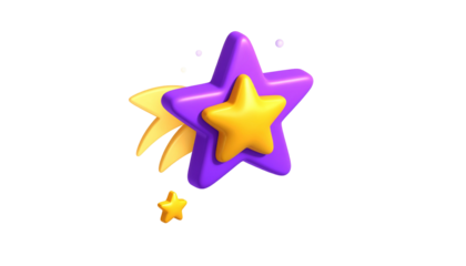 Glossy star with trail on black background