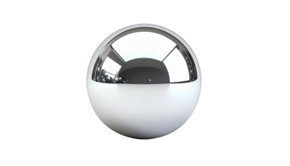 Chrome sphere on white half. Black bg