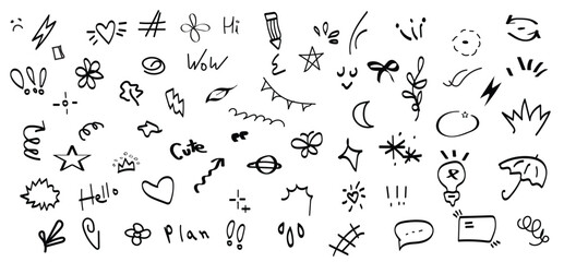 Hand Drawn Vector Doodle Set for Planner, Bullet Journal and Social Media Icon