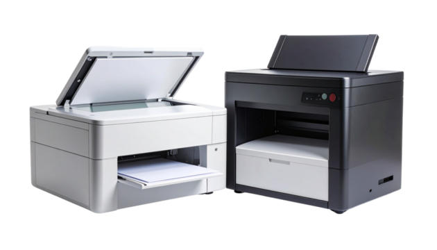  Compact Desktop Printers Duo – isolated on transparent background - Powered by Adobe