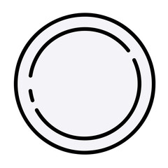 手描き線画のシンプルで可愛い丸い皿のイラスト