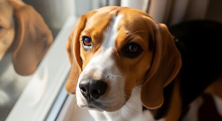 Beagles Intense Gaze - A Portrait of Canine Focus.
