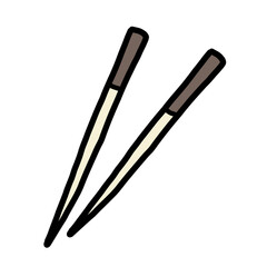 手描き線画のシンプルで可愛い箸のイラスト
