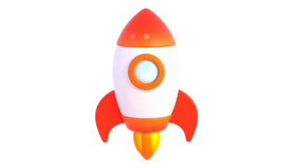 Cartoon rocket with orange accents (1)