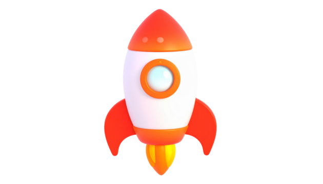Cartoon rocket with orange accents (1)