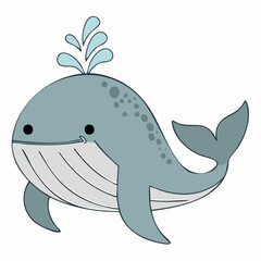 Obraz premium Blue whale spouting water with transparent background