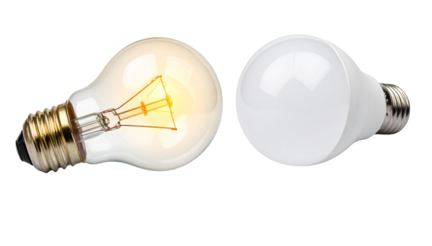 Creative Idea Light Bulbs Duo – isolated on transparent background