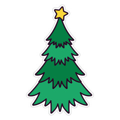 Green Christmas Tree With Yellow Star Decoration And Transparent Background For Holiday Season Celebrations