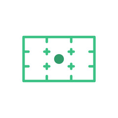 Green Geometric Abstract Design with Central Circle and Corner Plus Symbols on Transparent Background Simple Modern Graphic Element