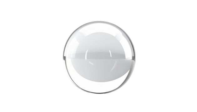 Transparent orb, half filled with white