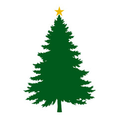 simple vector illustration of a christmas tree with a yellow star