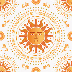 A seamless Indigenous Australian sun and earth pattern with concentric dotted circles and warm tones. Perfect for educational, artistic, or cultural projects.