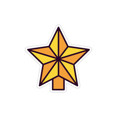 Golden Yellow Star Ornament With Dark Purple Outline And Transparent Background Pixel Art Decoration