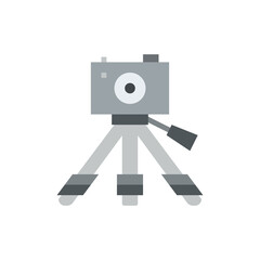 Fototapeta premium Gray Camera on Tripod Stand With Transparent Background Minimalist Flat Design Photography Icon