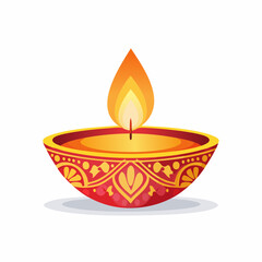 Illustration of a lit diya lamp, a traditional symbol of Diwali, the Hindu festival of lights.