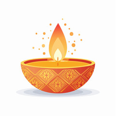 Illustration of a lit diya lamp, a traditional symbol of Diwali, the Hindu festival of lights.