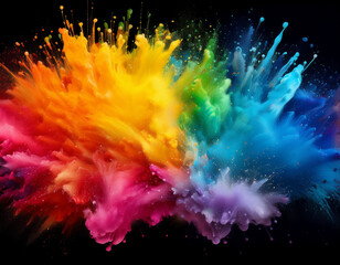 Vivid Explosion of Rainbow Colors in a Dark Abstract Design