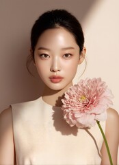 Serene Portrait of a Young Woman with Delicate Flowers ai_generated