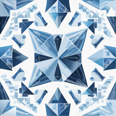 A seamless Inuit ice geometric pattern with crystalline symmetry in cool blue tones. Perfect for winter-themed branding, packaging, and decor.