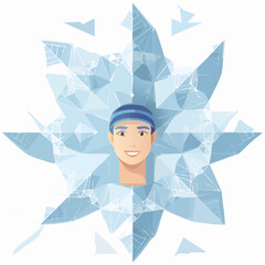 A seamless Inuit ice geometric pattern with crystalline symmetry in cool blue tones. Perfect for winter-themed branding, packaging, and decor.