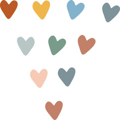 Set of Vector Illustration Boho Hearts in Muted Earth Tones
